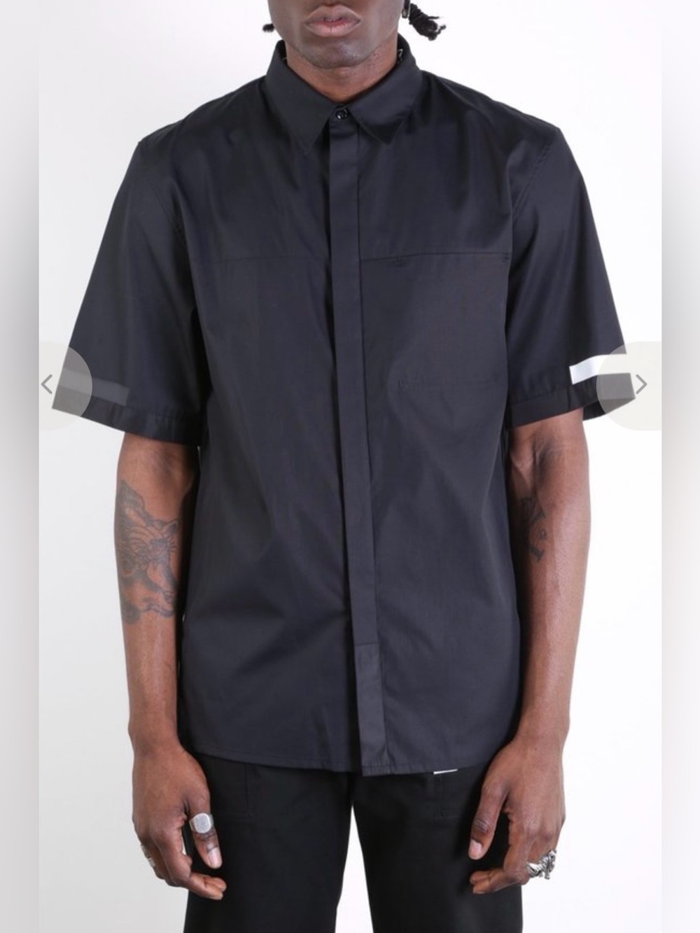 Helmut Lang Black Short-Sleeve Button-Down Shirt